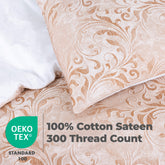 100% Cotton Sateen Printed Duvet Cover Set - 300 Thread Count Luxury Bedding - Ultra Soft & Breathable - 18505